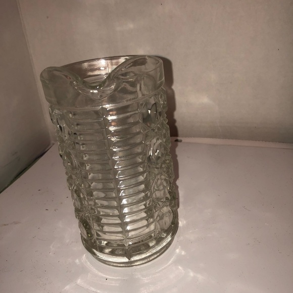 Vintage Federal Glass Windsor Button & Cane Clear 6” Pitcher/ milk, syrup, used - Picture 6 of 6